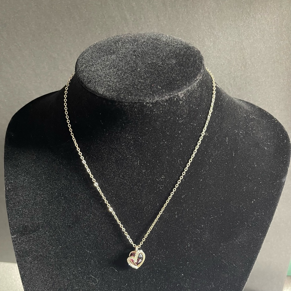 ADI Austrian Crystal Red Heart Gold Toned Necklace